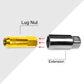 Set of 20 M12X1.25 Gold JDM Open End Conical Hex Wheel Lug Nuts + Extension 20mm x 60mm
