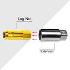 Set of 20 M12X1.25 Gold JDM Open End Conical Hex Wheel Lug Nuts + Extension 20mm x 60mm