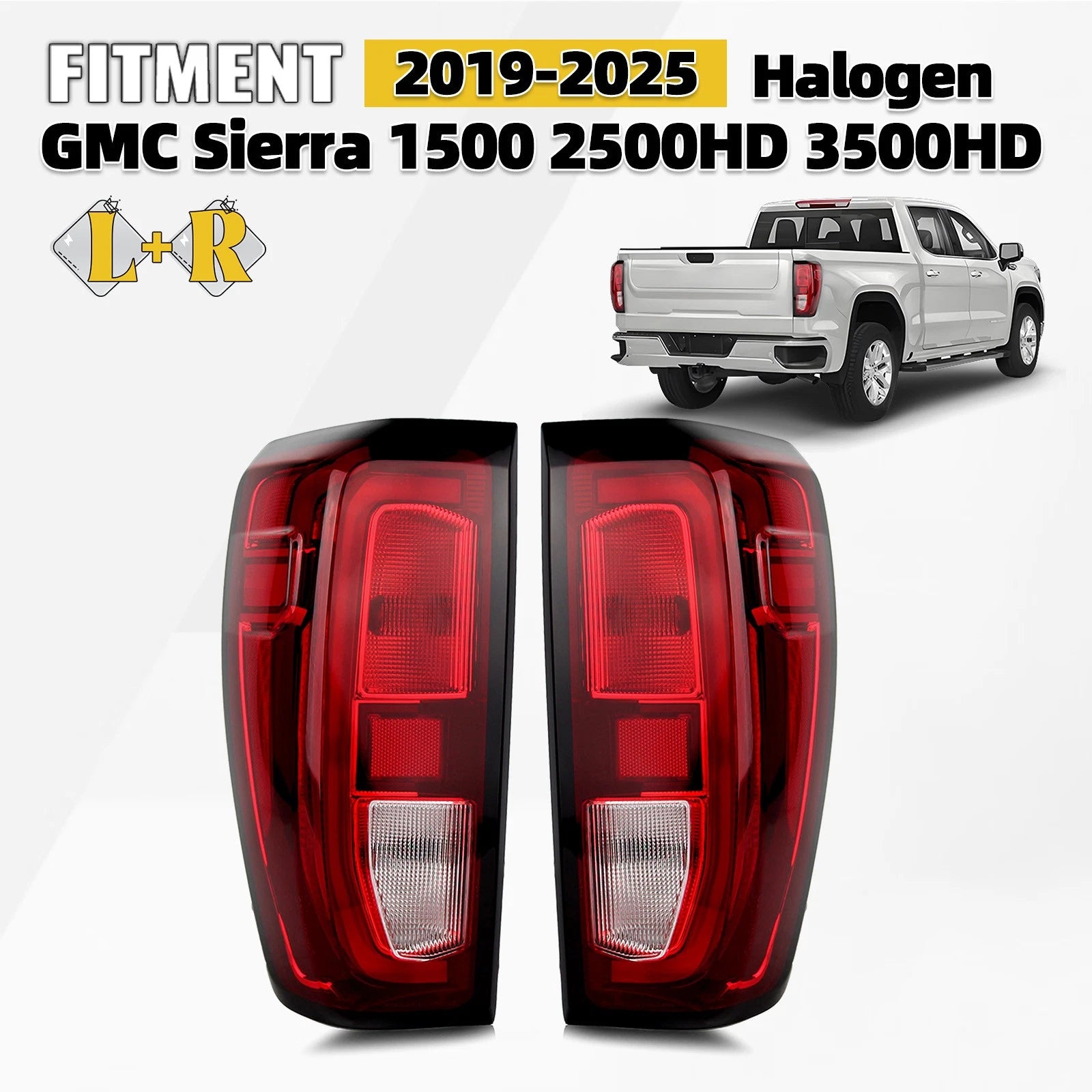 Set of 2 Halogen Tail Lights for GMC Sierra 1500 2500HD 3500HD (2019–2026)