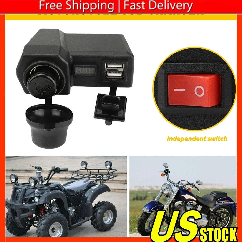 Dual USB Waterproof Phone Charger for Motorcycle Handlebar