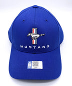 Hat Cap Front for Ford Mustang Pony Grille Emblem Blue with White Stitching (2020–2024)