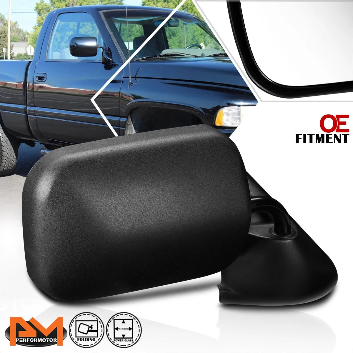 OE Style Powered Side Rear View Door Mirror Right for Dodge Ram 1500-3500 (1994–1997)