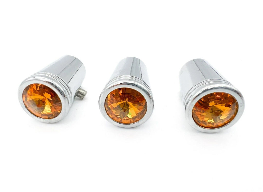Chrome Metal Amber Crystal Mini Toggle Switch Extension Set for Kenworth (2-Piece)