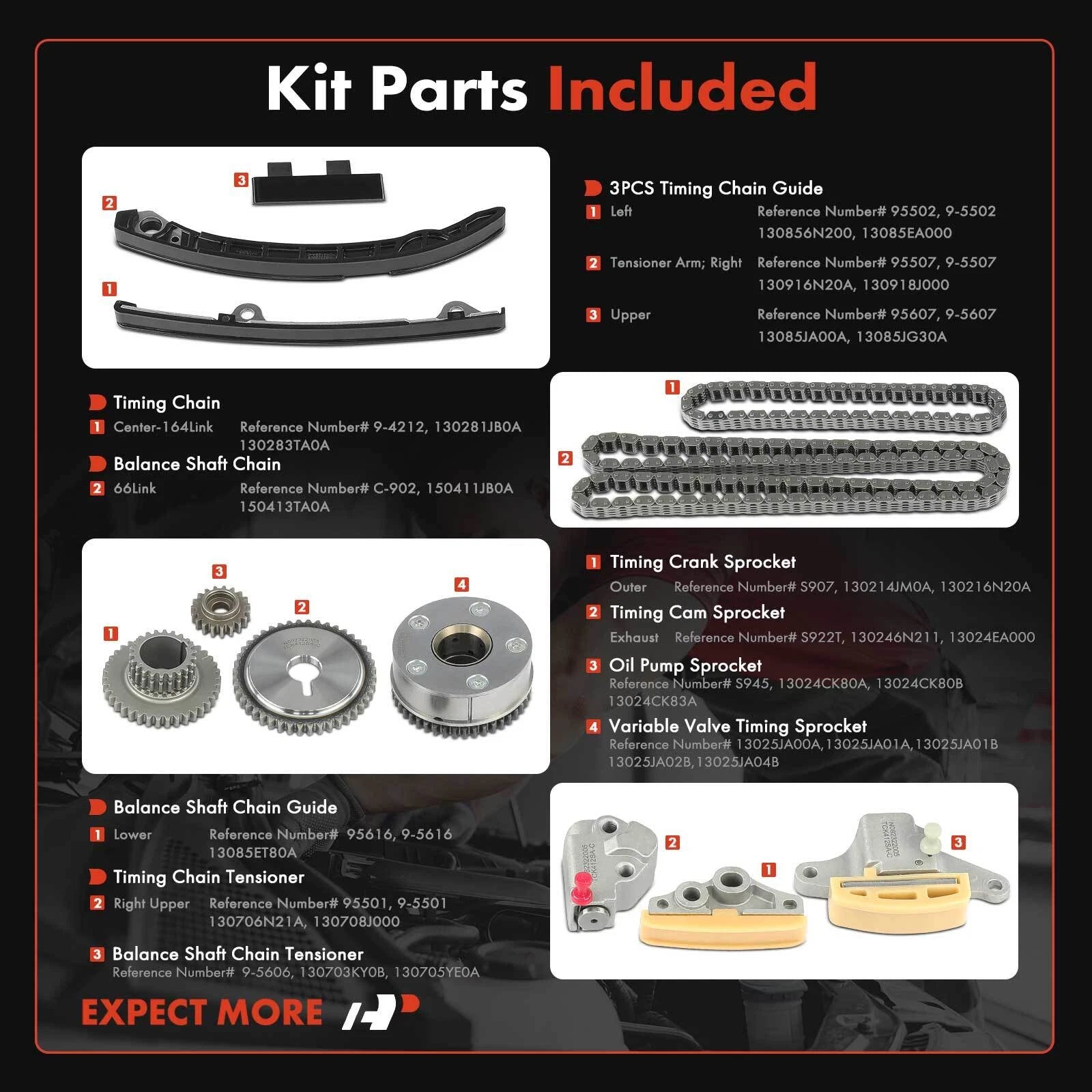 12X Timing Chain Kit for Nissan Sentra (2007–2012) L4 2.5L Sedan
