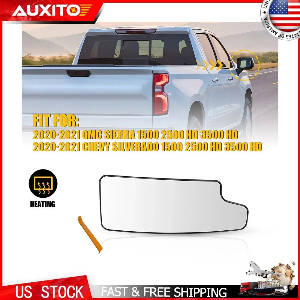 Passenger Side RH Lower Heated Mirror Glass for GMC Sierra 1500 2500HD (2020–2021)