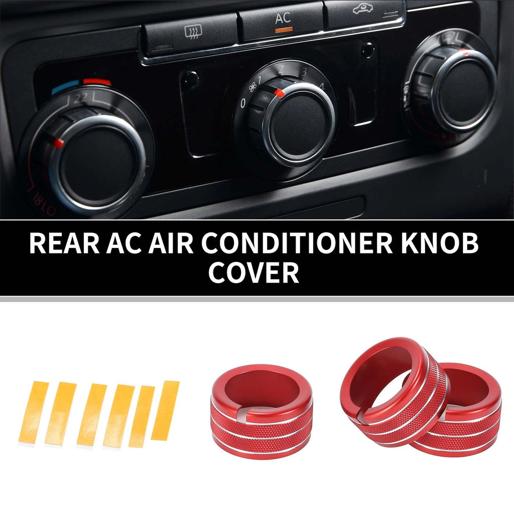 Set of 3 Rear AC Heat Temp Climate Switch Knob Covers for Dodge Durango (2011–2020) Red