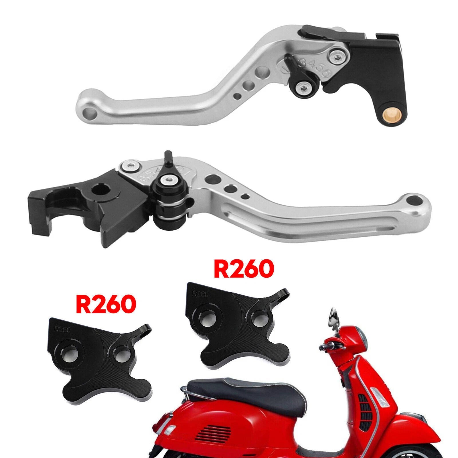 Short Clutch Brake Lever for Vespa GTS 300 Super (2008–2023) Silver T9