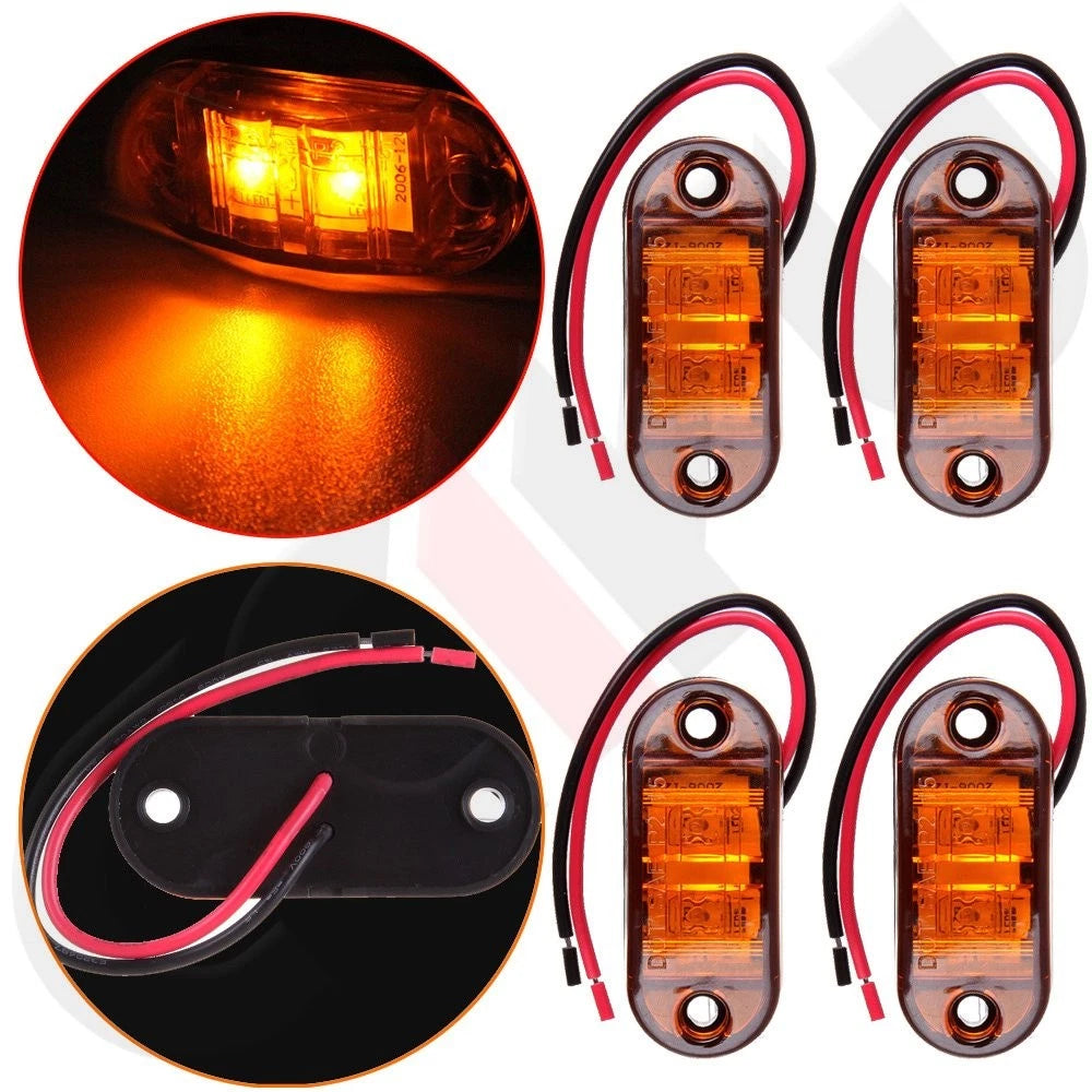 4X Oval Amber LED Clearance Lamp for Trailer Truck