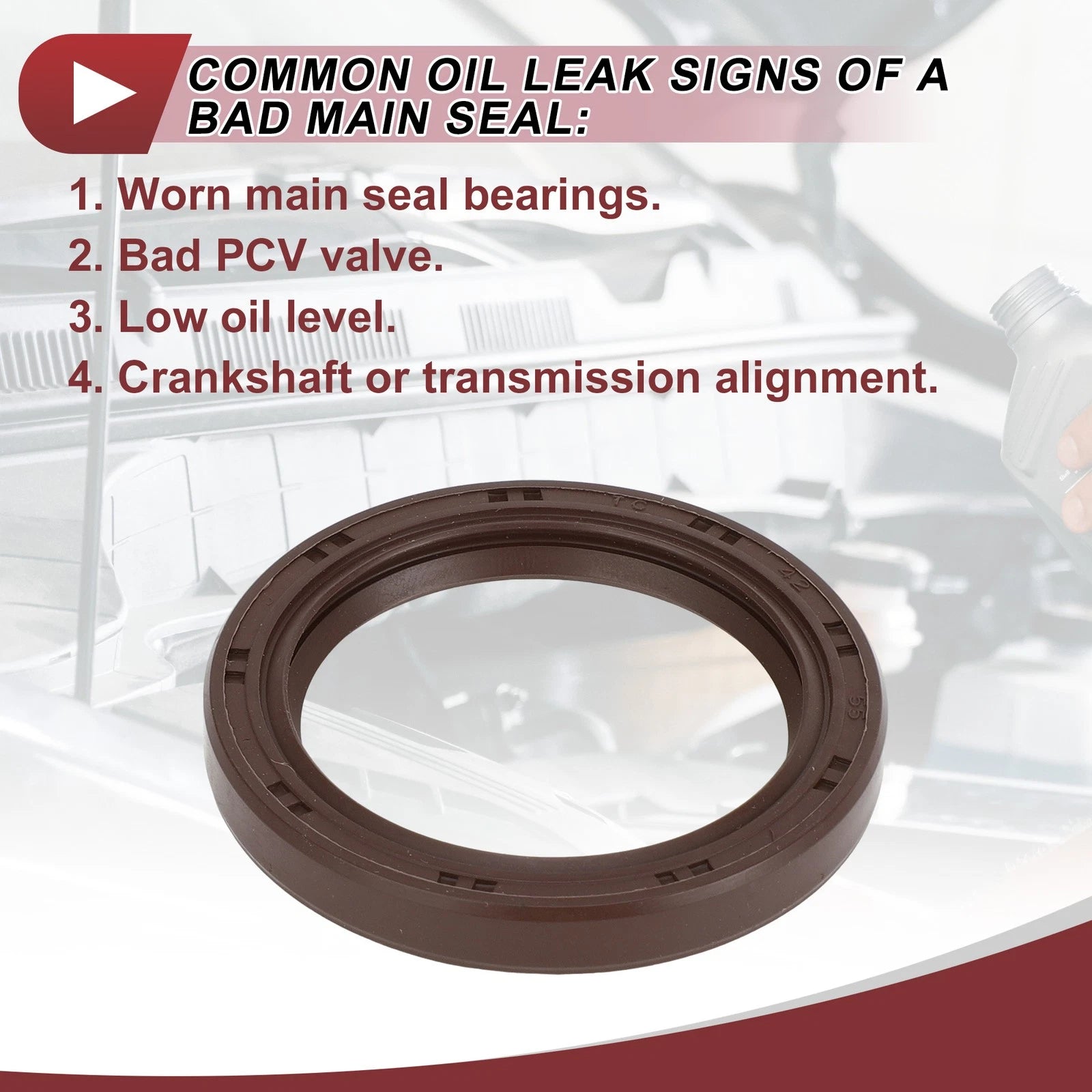 1Pc Front Crankshaft Oil Seal for Kia Sportage, Hyundai Sonata (2011–2019) No. 21421-2G100