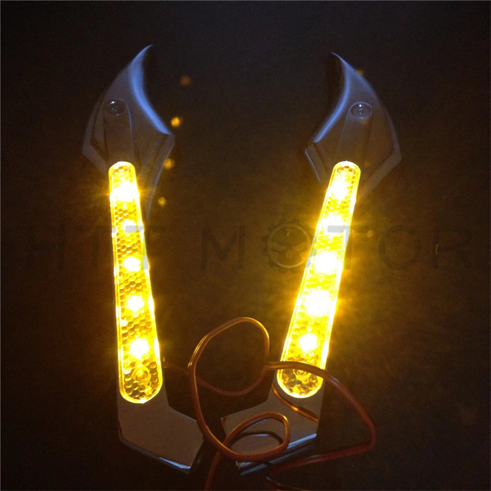 LED Turn Signal Mirrors for Honda Kawasaki Suzuki Cruiser CBR Ninja GSXR