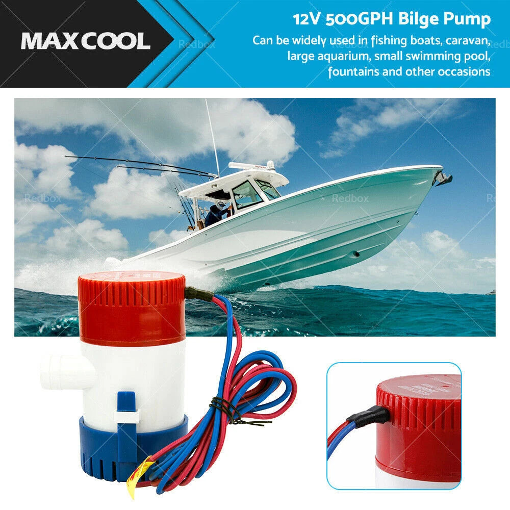 12V Submersible Bilge Water Pump 500GPH for Marine Boat