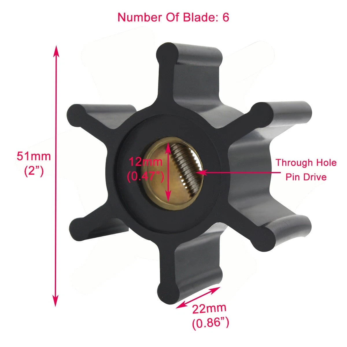 Water Pump Impeller for Fischer Panda 6000 8000 9000 12000 Engine