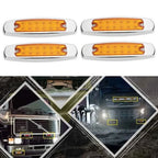 4 x Amber 12 LED Side Marker Lamps for Freightliner Truck Trailer Lights