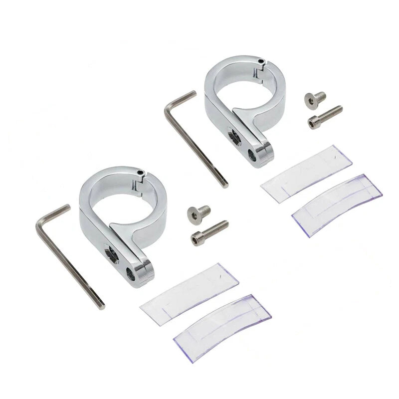 2X 1-1/4" 32mm Chrome Handlebar Mount Clamp for Harley (Universal)