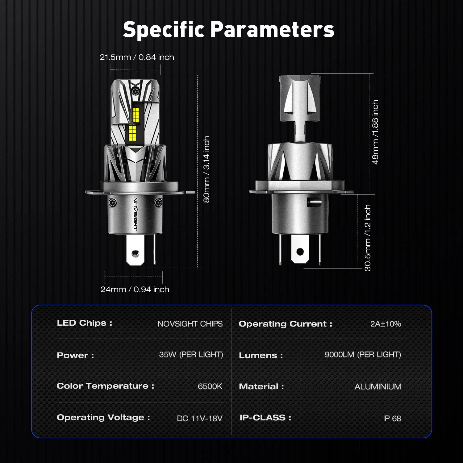 H4 9003 LED Headlight Bulbs for Novsight (Canbus)