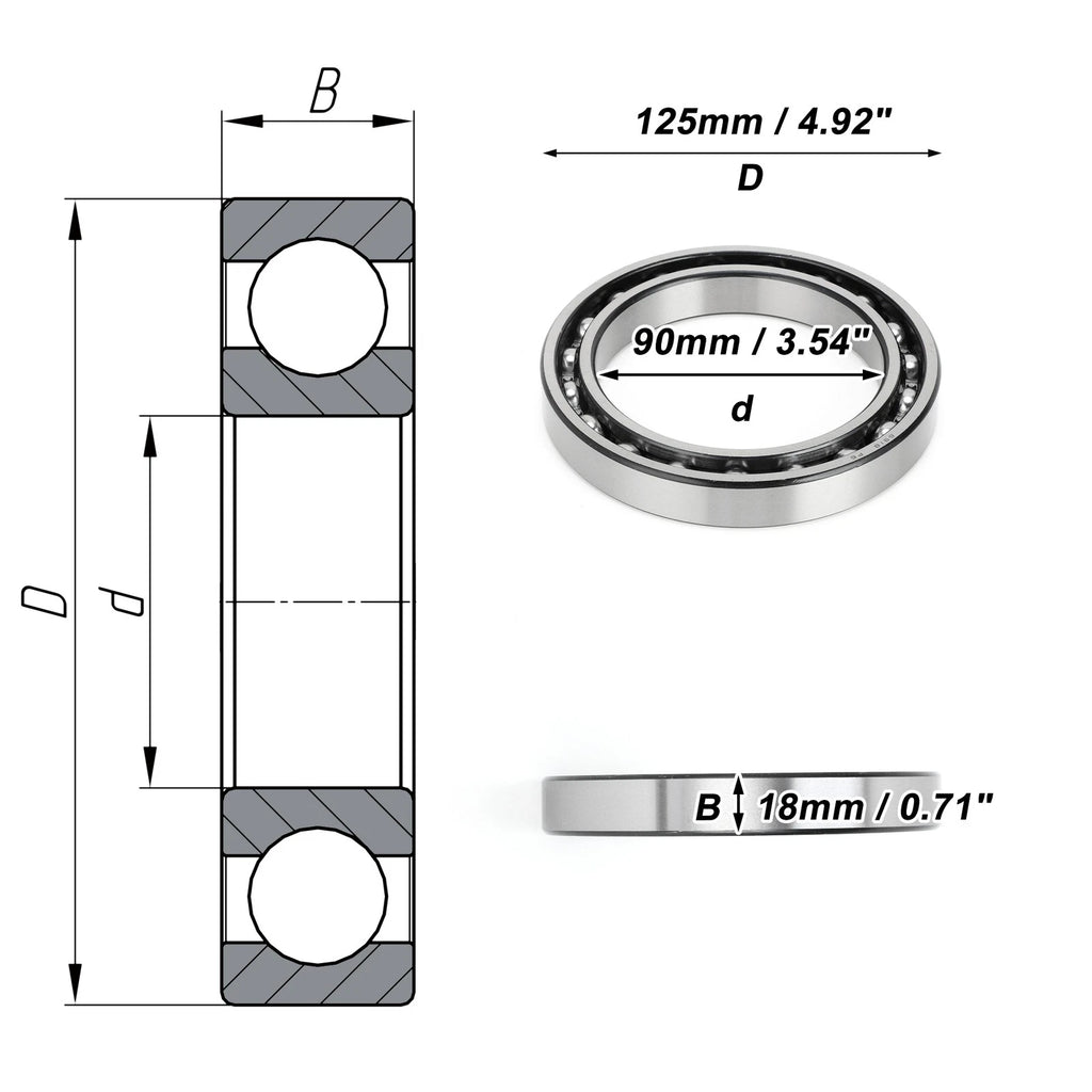 Deep Groove Ball Bearing 90x125x18mm for Scooter Skateboard (N/A)
