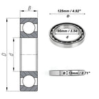 Deep Groove Ball Bearing 90x125x18mm for Scooter Skateboard (N/A)