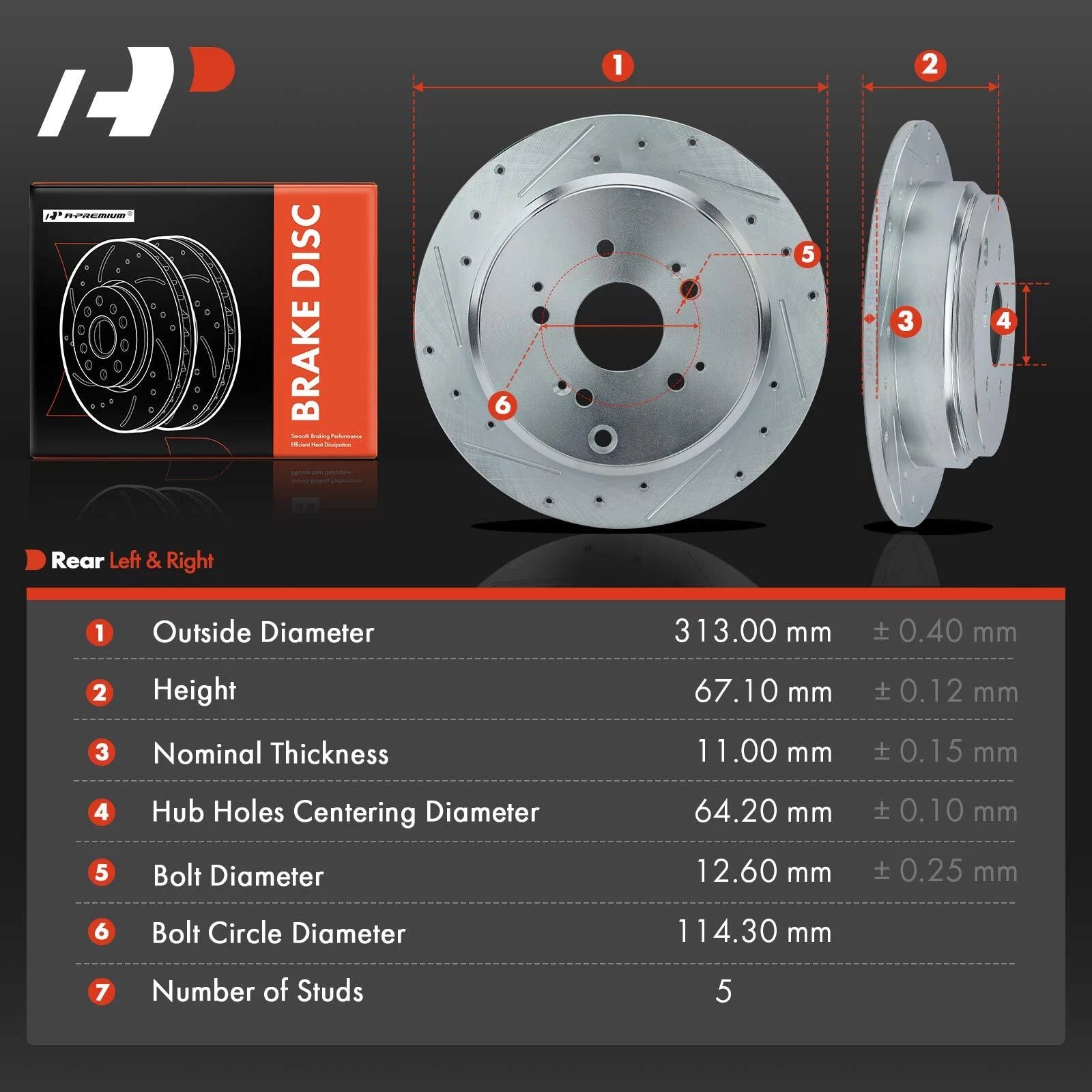 Rear Drilled Brake Rotors for Honda Odyssey (2002–2004)