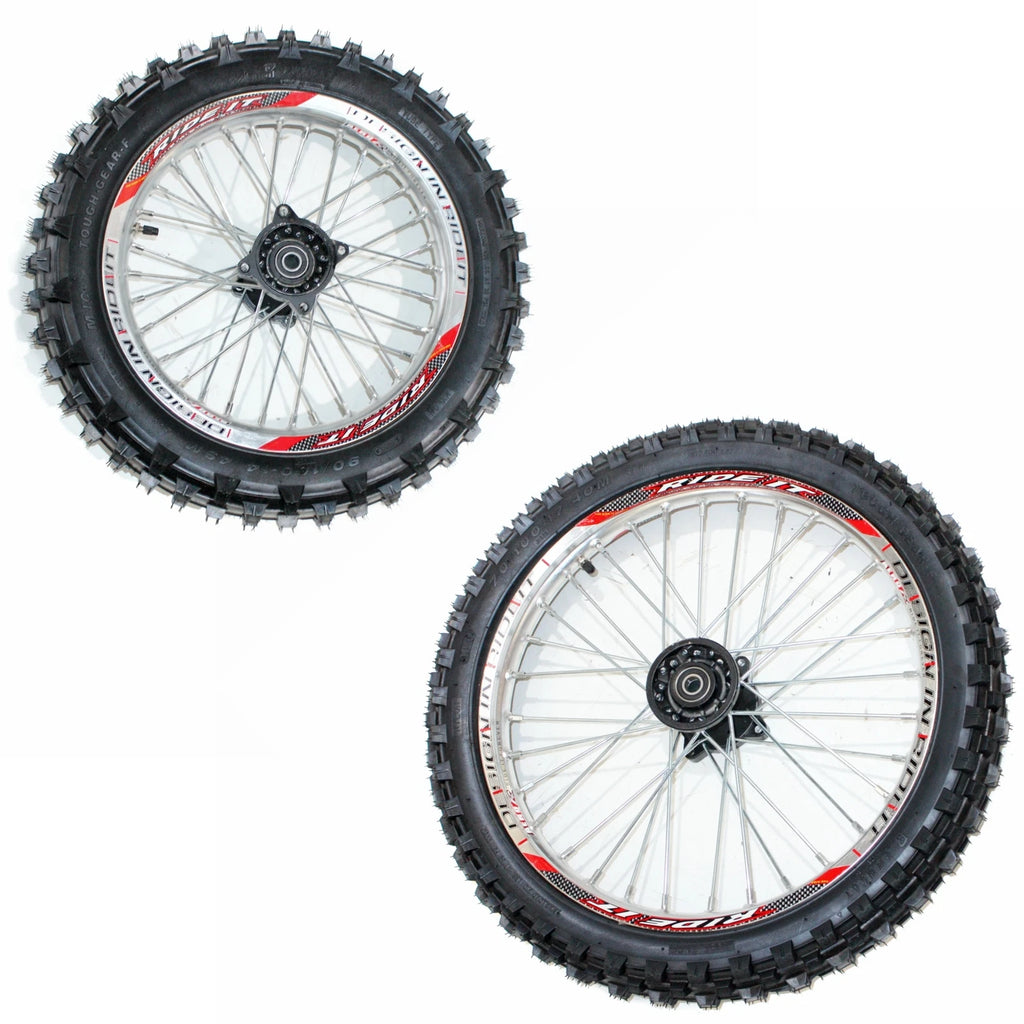 15mm Silver Alloy Wheel Rim Tire for Dirt Bike (17 Inch Front, 14 Inch Rear)
