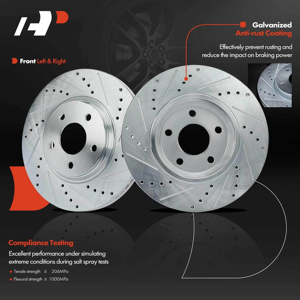 Front Drilled Brake Rotors for Chevrolet Malibu Cobalt HHR Pontiac G6 (2004–2012)