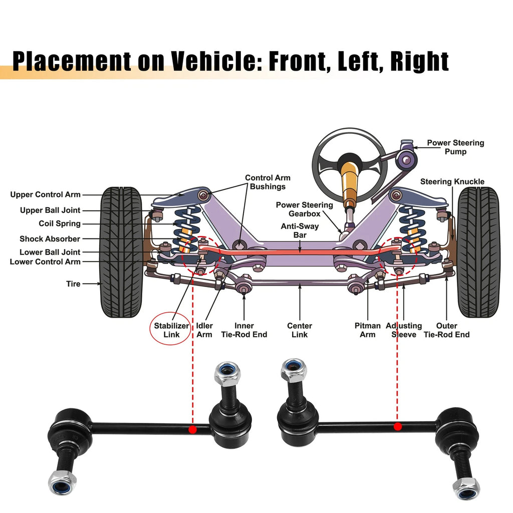 2pcs Front Sway Bar Links Kit for Jeep Grand Cherokee (2011–2015) K750578 K750579