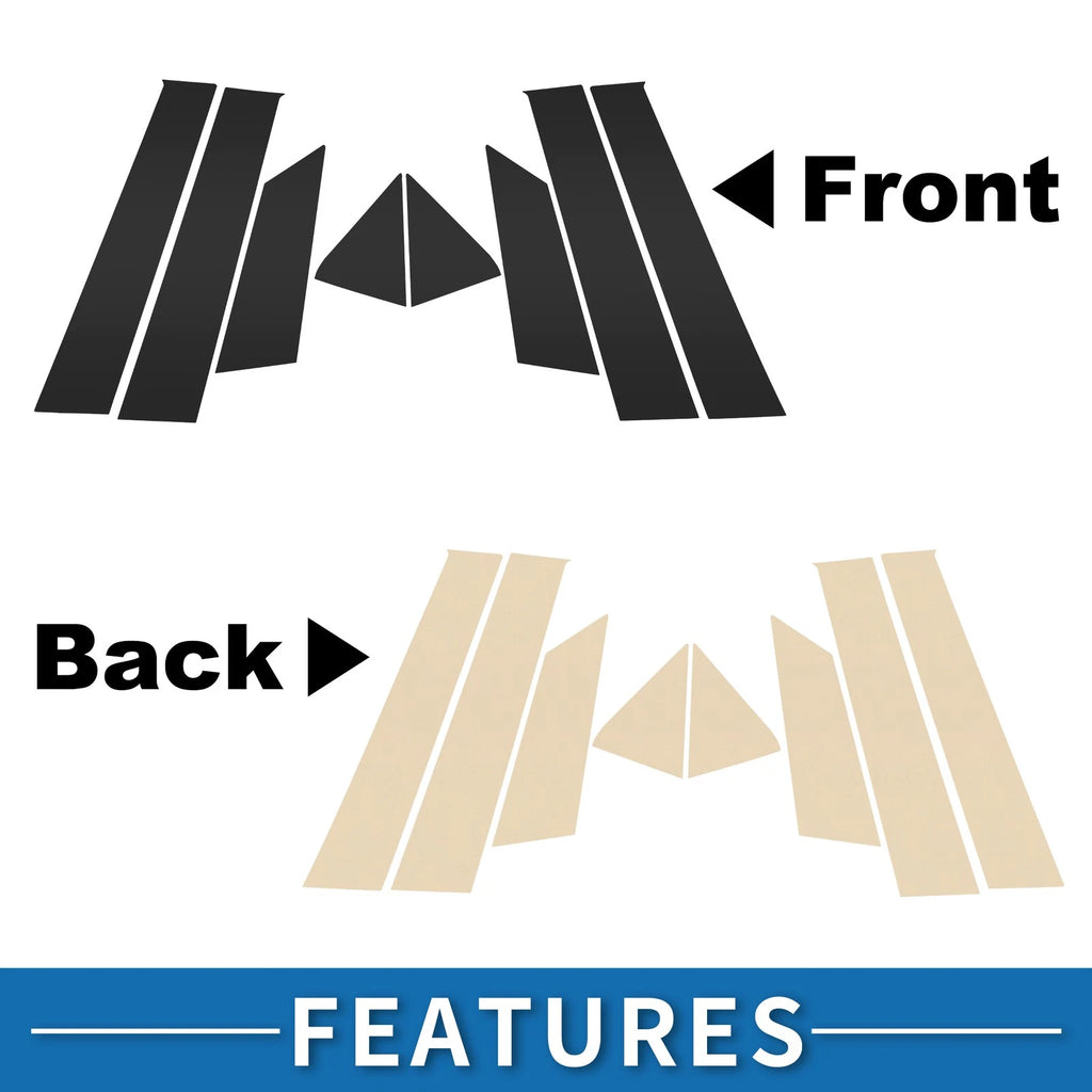 8pcs Door Pillar Window Trim for Ford EcoSport (2018–2022) Black