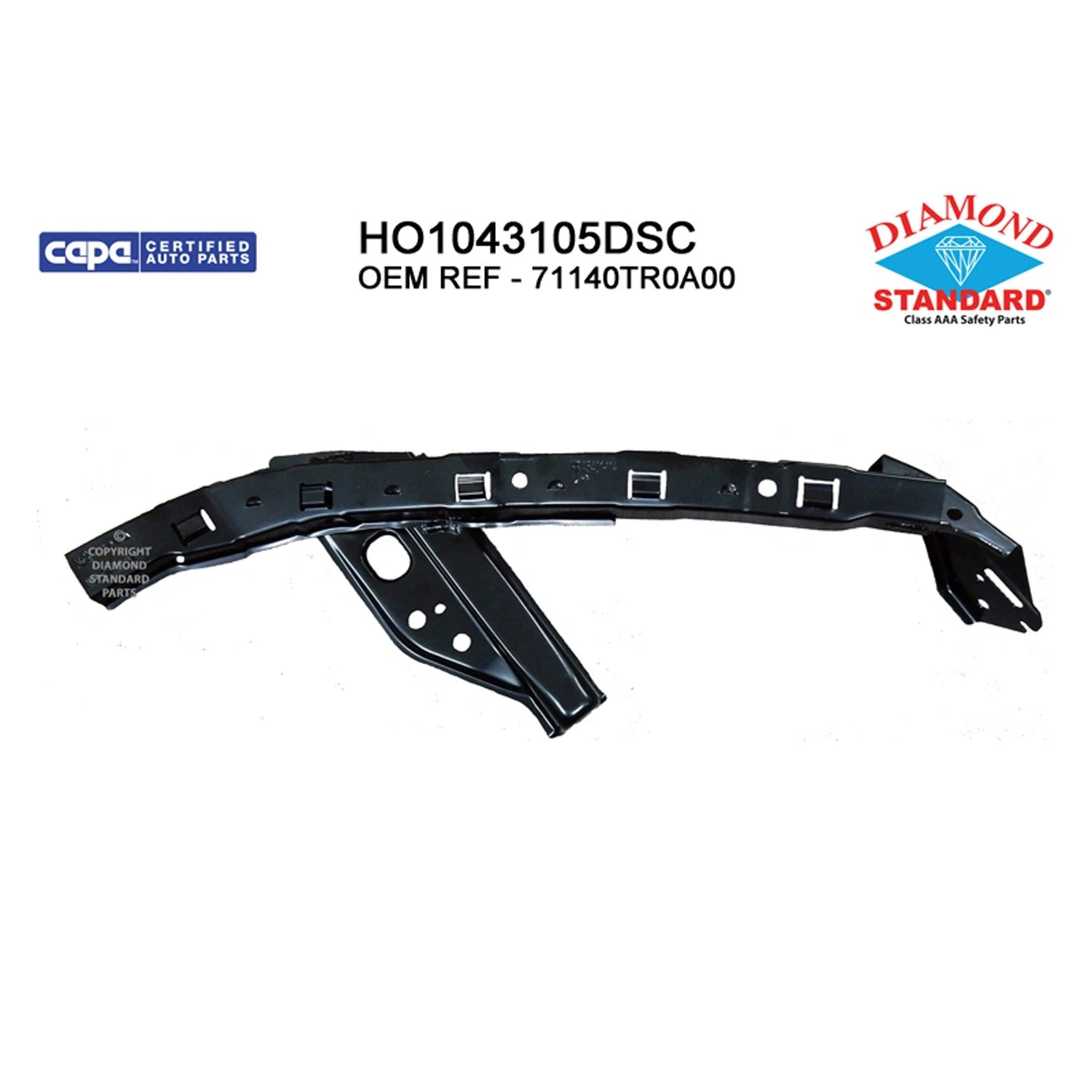 Replacement Steel Front Passenger Side Outer Upper Bumper Cover Support
