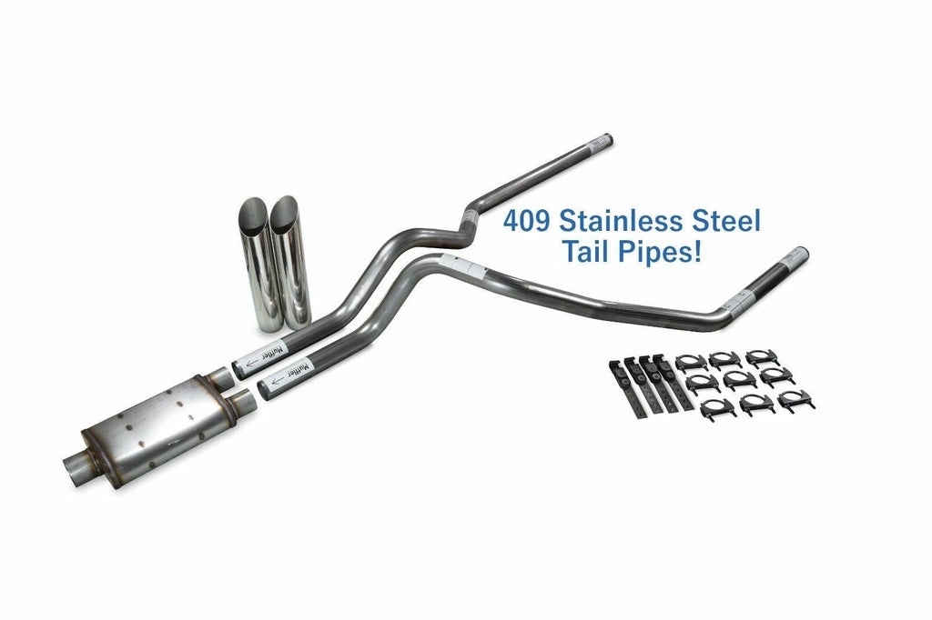 2.5" Dual Exhaust Kit for Ford F150 (2015–2020) Stainless Steel Slash Tip