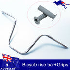 Chrome Handlebar + Grips for Custom Bike Bicycle (Vintage Chopper Cruiser)