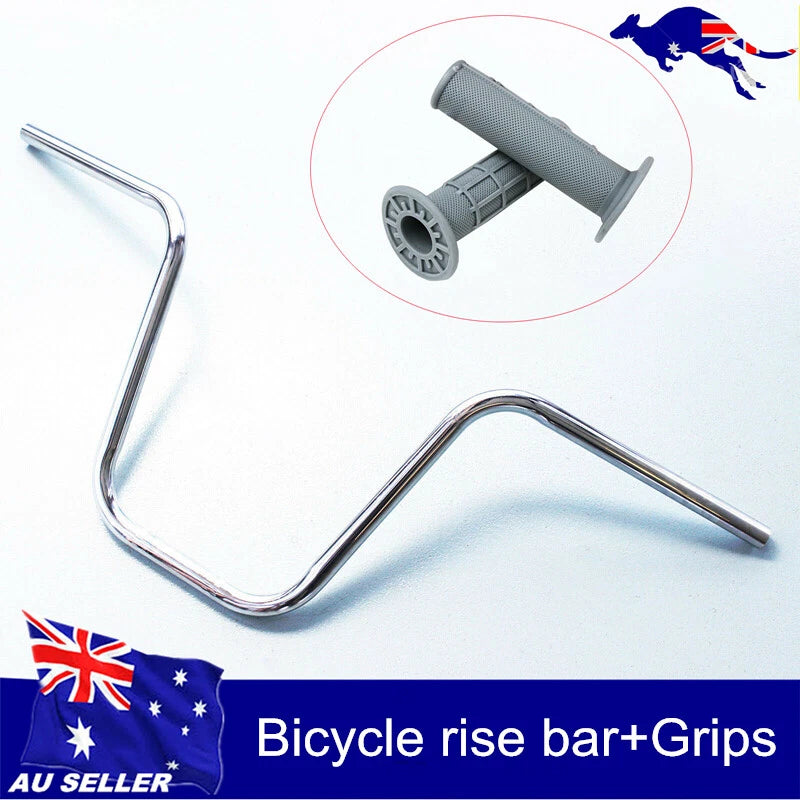 Chrome Handlebar + Grips for Custom Bike Bicycle (Vintage Chopper Cruiser)
