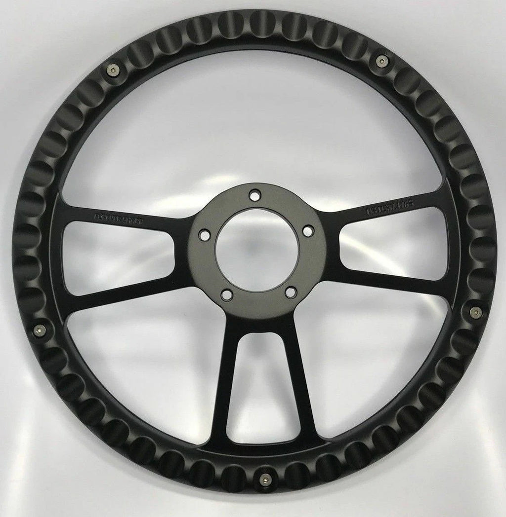 Billet Steering Wheel 14 Inch Black Wrap for Universal Fit Vehicles (—)