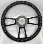 Billet Steering Wheel 14 Inch Black Wrap for Universal Fit Vehicles (—)