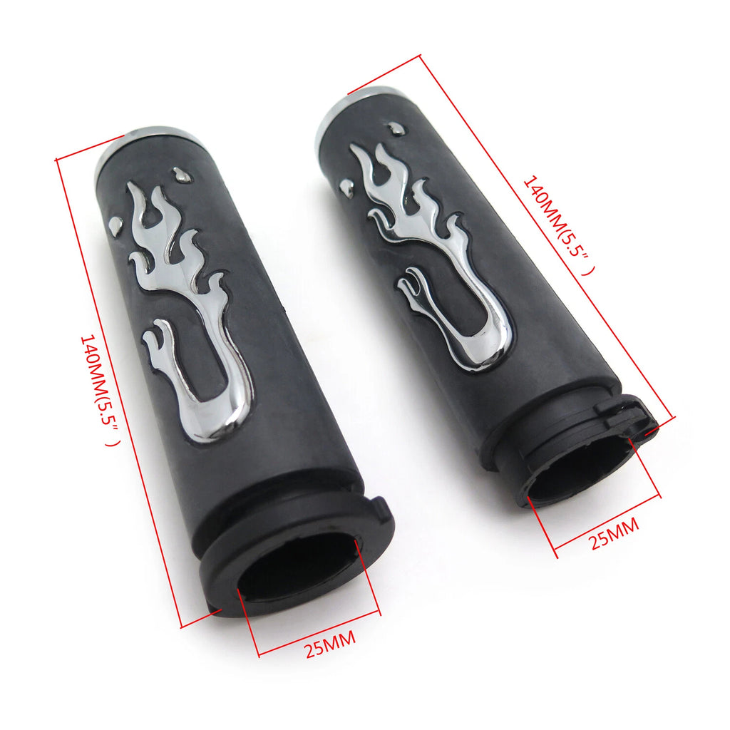 Flame Angry Fire Handlebar Grips for Harley Suzuki 1" 25mm