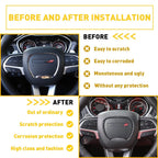 Steering Wheel Cover Trim Bezel for Dodge Challenger Charger (2015–2023) Carbon Fiber