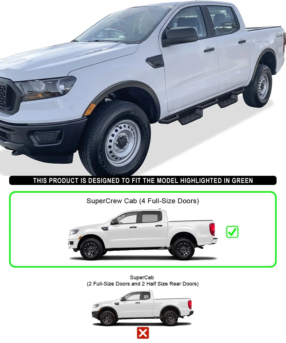 Stainless Steel Pocket Steps for Ford Ranger SuperCrew Cab (2019-2026)