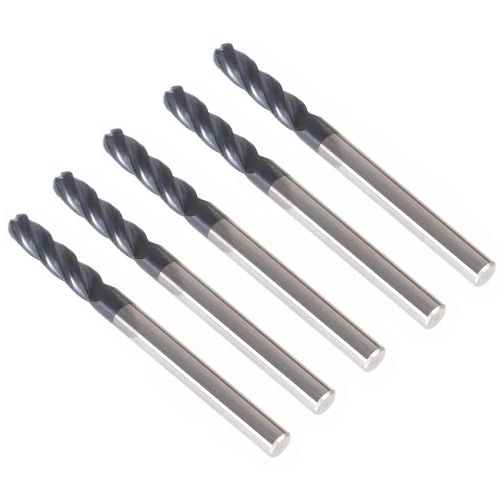 Set of 5 Ball Nose Carbide End Mills 1/8" for Precision Machining