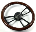 14 Inch Black 5 Hole Steering Wheel Dark Wood Wrap for All Vehicles (Universal)
