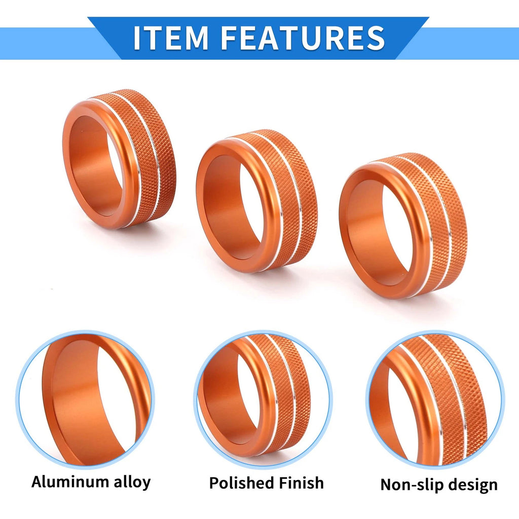 Set of 4 AC Engine Start Switch Knob Cover Ring for Honda Civic (2022–2024) Orange