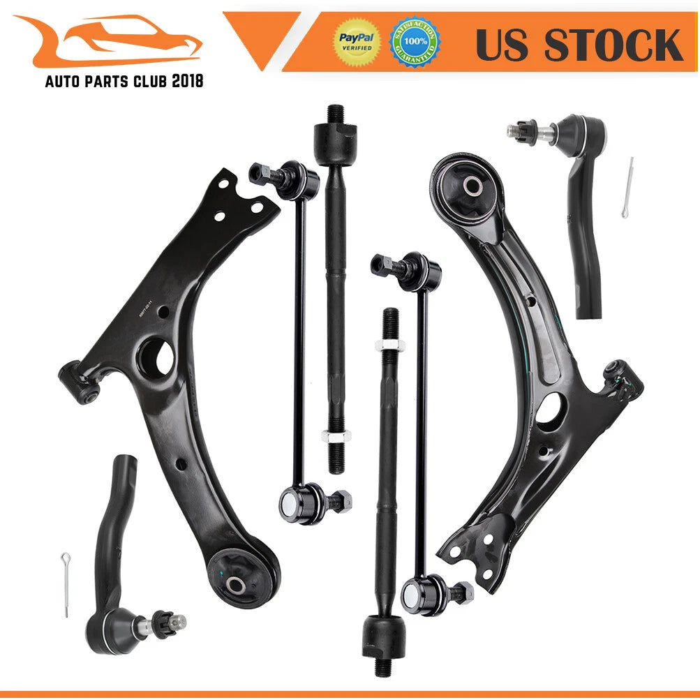 Set of 8 Front Lower Control Arms & Tie Rod Ends for Toyota Prius (2004–2009)