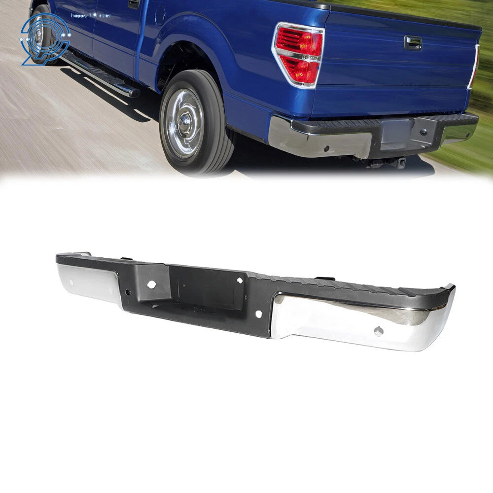 Chrome Steel Rear Bumper Assembly for Ford F150 (2009–2014) W/Sensor Holes