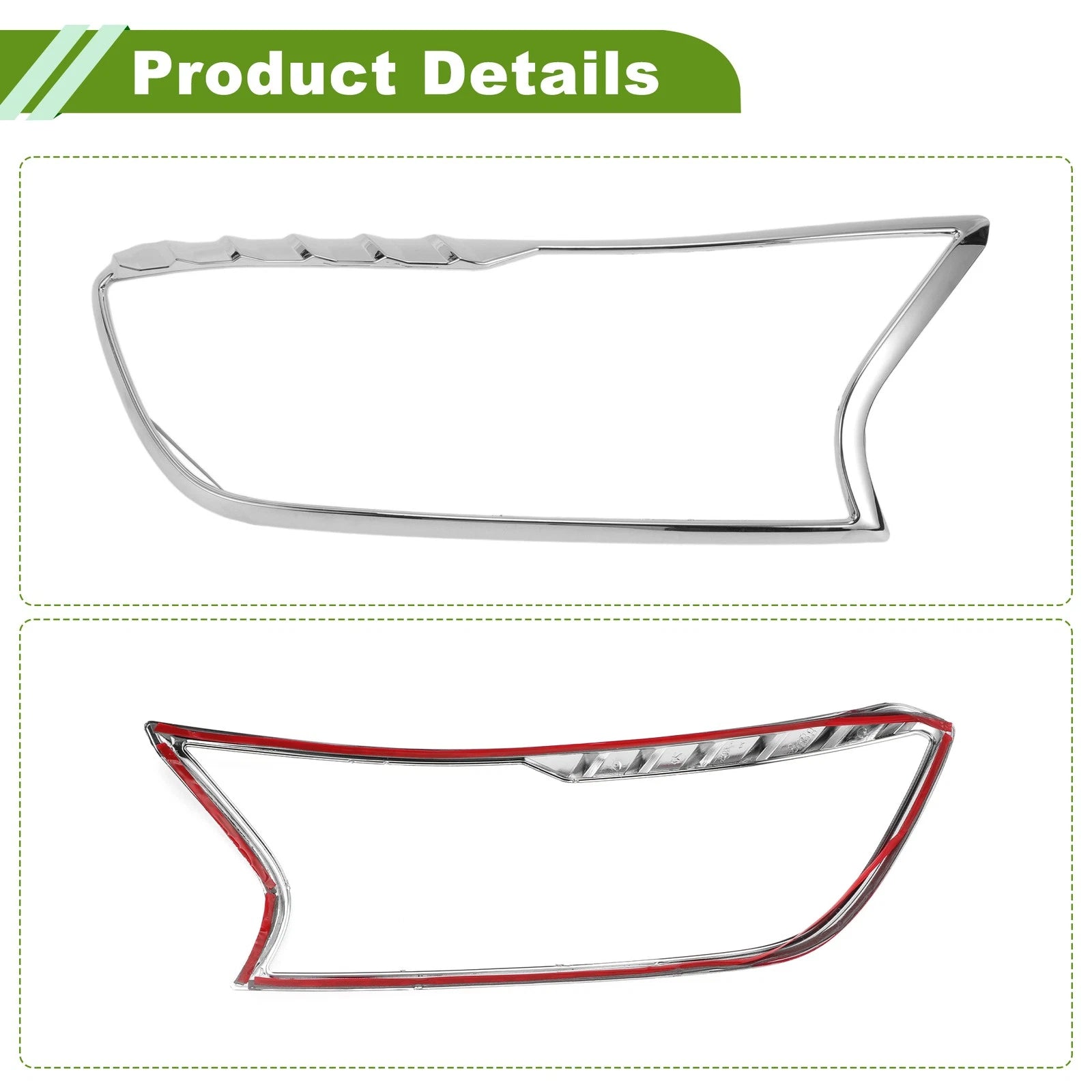 Pair Headlight Trim Bezel for Ford Ranger (2015–2021)