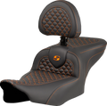 SADDLEMEN Roadsofa Seat for Motorcycle (w/ Backrest, Dragon Scale Stitch)