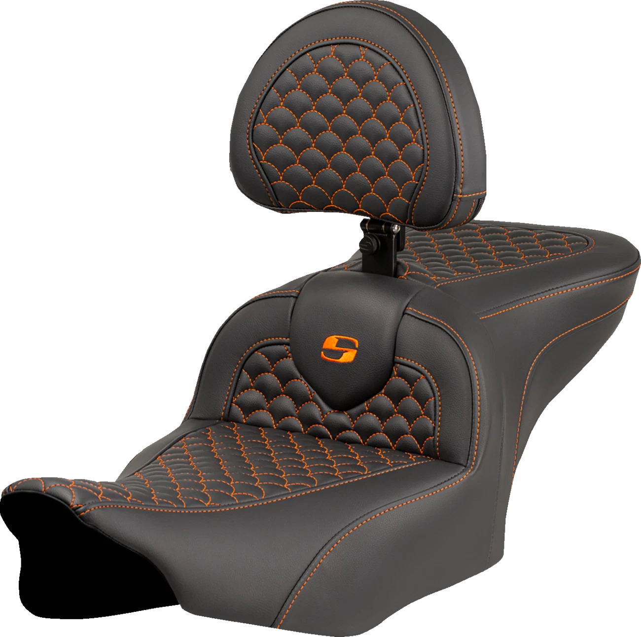 SADDLEMEN Roadsofa Seat for Motorcycle (w/ Backrest, Dragon Scale Stitch)