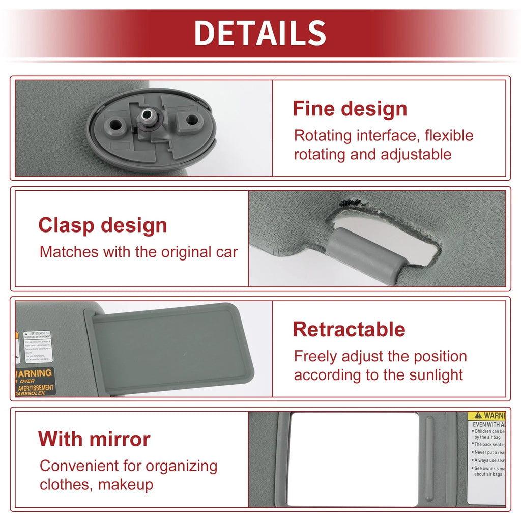 Left Sun Visor for Toyota Tacoma (2005–2011) with Mirror No. 74320-35C10-B0