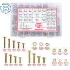 Set of 672 Flat Nuts and Bolts with Lock Washers for M4 M5 M6