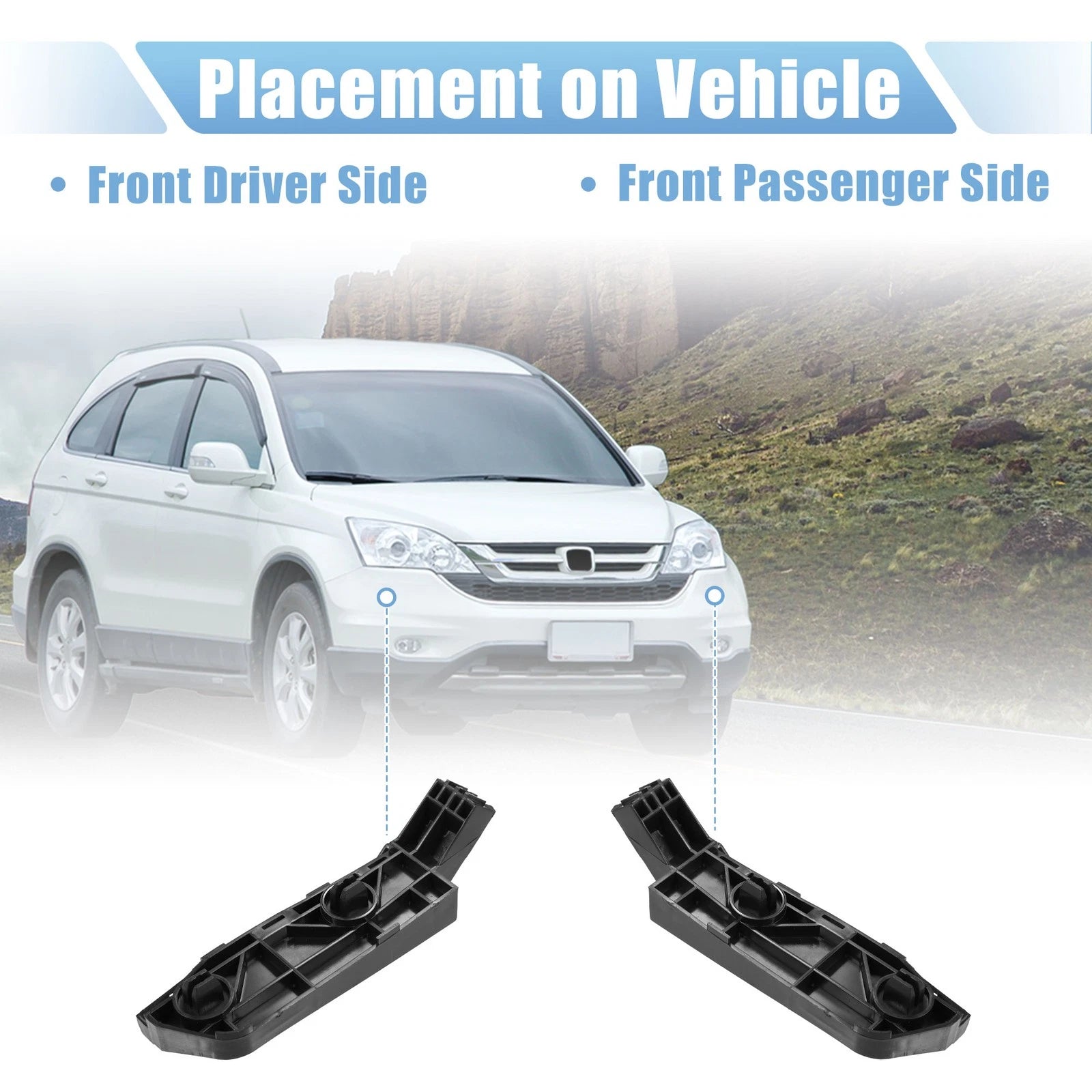 Pair of Front Bumper Bracket 71193-SWA-003 for Honda CR-V (2007) Plastic Black