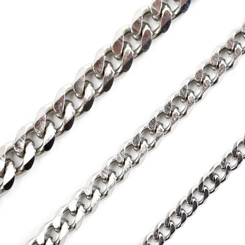 Stainless Steel Cuban Curb Chain Necklace for Men (18"-36")