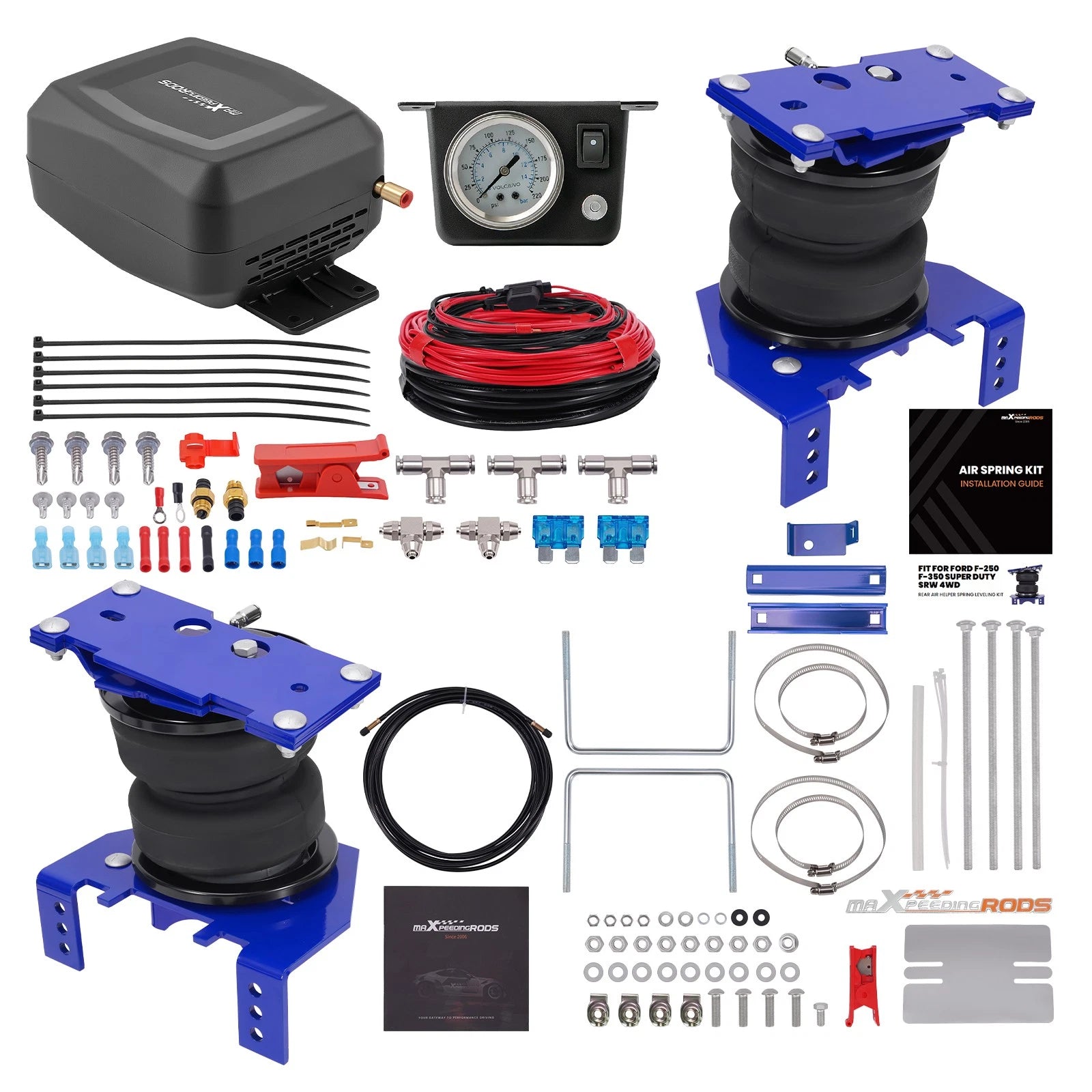 Air Suspension Helper Spring + Compressor Kit for Ford F-250/F-350 (2023–2024)