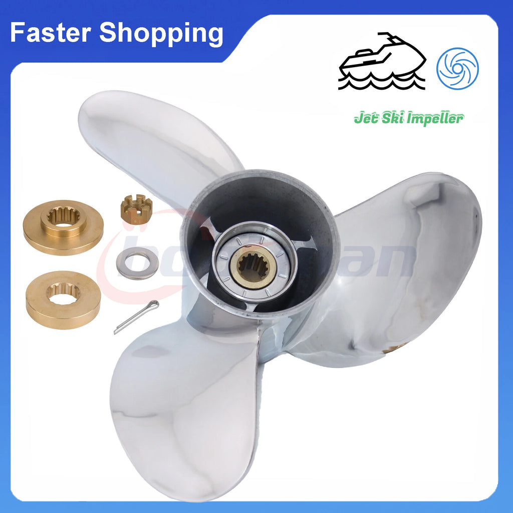 Outboard Propeller 13 7/8x19 for Yamaha 50-115HP (Stainless, Hardware Kits)