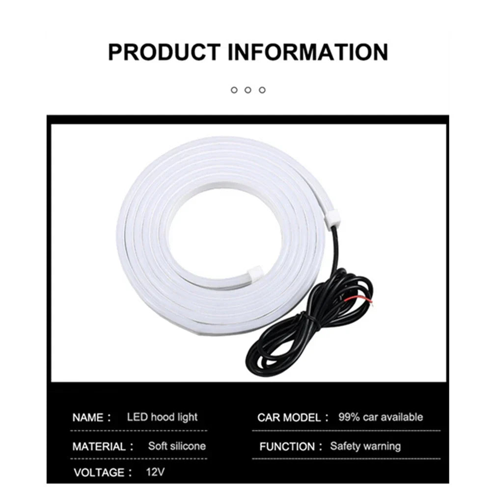 120cm LED Daytime Running Light Strip for Car Hood Waterproof Flexible Lamp